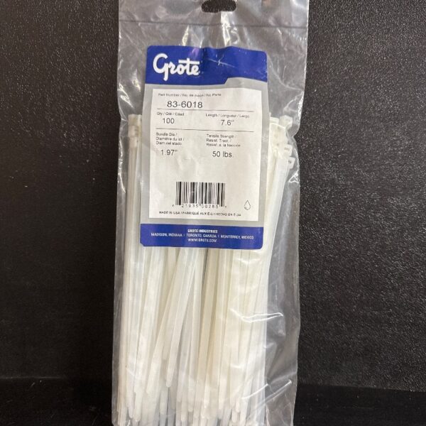 SERRES-CABLE STD 7 1/4 POUCES BLANCS (100) / TIE WRAP