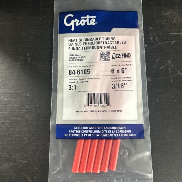 SHRINK/TUBE FONDANT ROUGE 3/16 X 6 PO (PK 6)