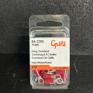 TERMINAL ROND NYLON ROUGE 22-16 GA TROU #10 PAQUET 15