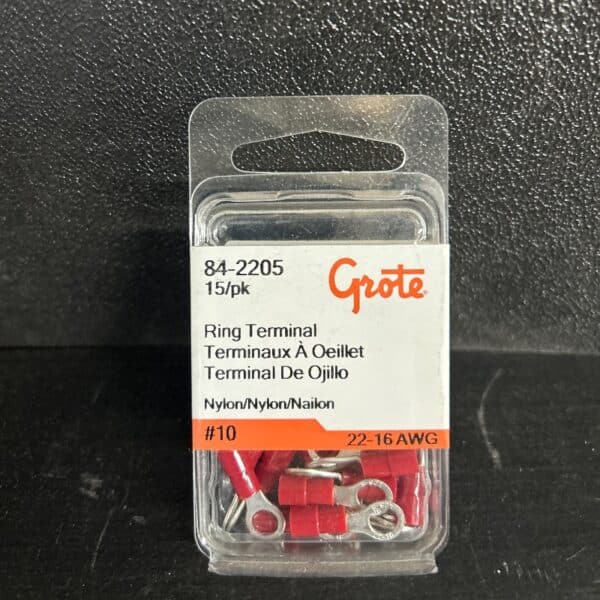 TERMINAL ROND NYLON ROUGE 22-16 GA TROU #10 PAQUET 15