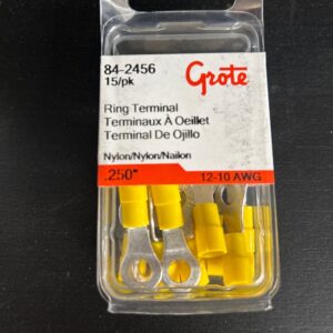 TERMINAL ROND 12-10 GA TROU 1/4 NYLON JAUNE PAQUET 15