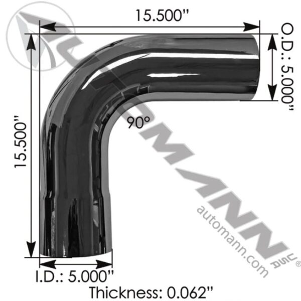 COUDE EXHAUST 5 X 90 CHROME ID/OD