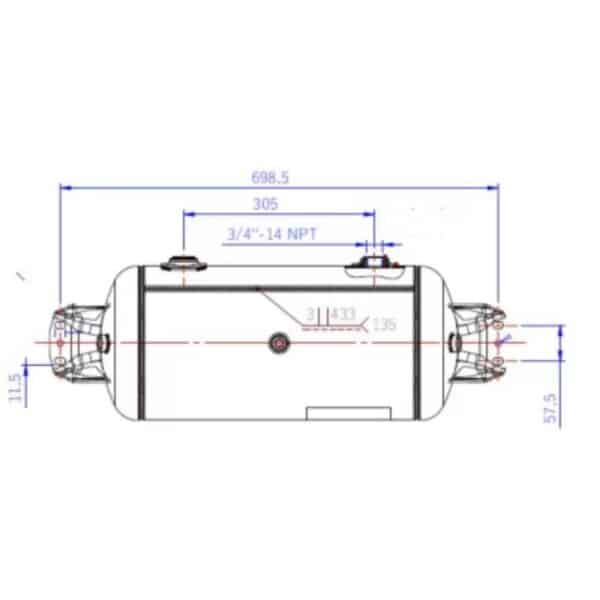 RESERVOIR TANK AIR 9.5 POUCES 2 ENTREES