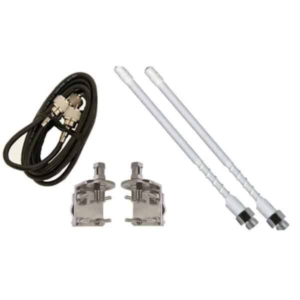 ENSEMBLE ANTENNE DOUBLE 4 PIEDS BLANCHES