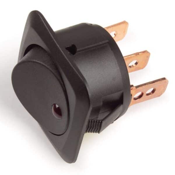 COMMUTATEUR BASCULE LED 25AMP 3 BORNES 7/8 ROUGE