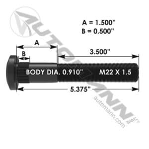 STUD DE ROUE ROCKWELL M22 X 1.5