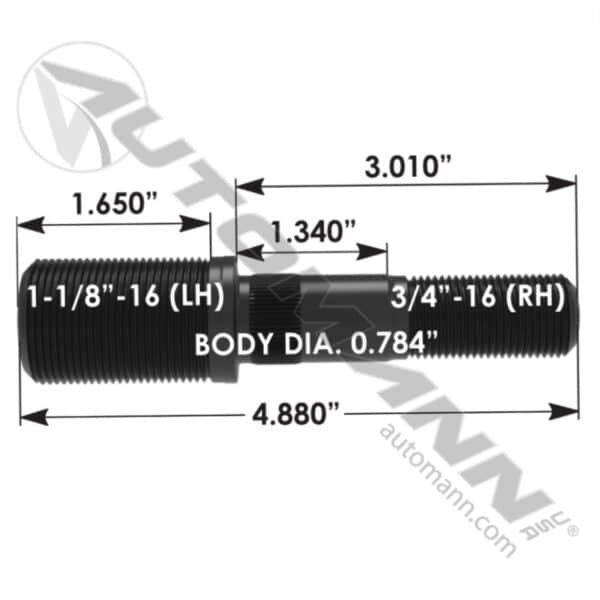 STUD DE ROUES 1-1/8-16 X 3/4-16 X 4-7/8 PO