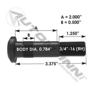 STUD DE ROUES 3/4-16 X 3-3/8 PO (R005765R)