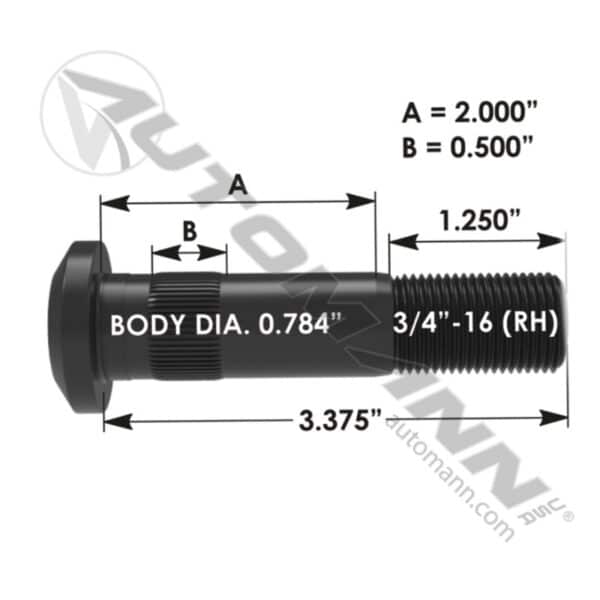 STUD DE ROUES 3/4-16 X 3-3/8 PO (R005765R)